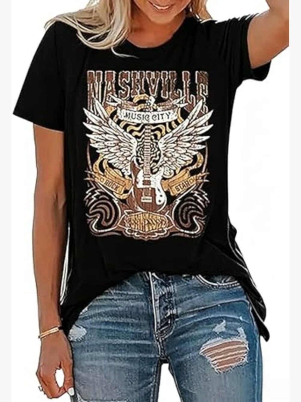 Country Music Graphic T-Shirt Women Cotton Blend Crew Neck Tee